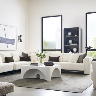 Vanguard Furniture Lola Itilia Ivory/Film Noir Right Arm Loveseat