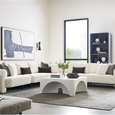 Vanguard Furniture Lola Itilia Ivory/Film Noir Armless Loveseat