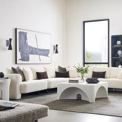 Vanguard Furniture Lola Itilia Ivory/Film Noir Left Arm Loveseat