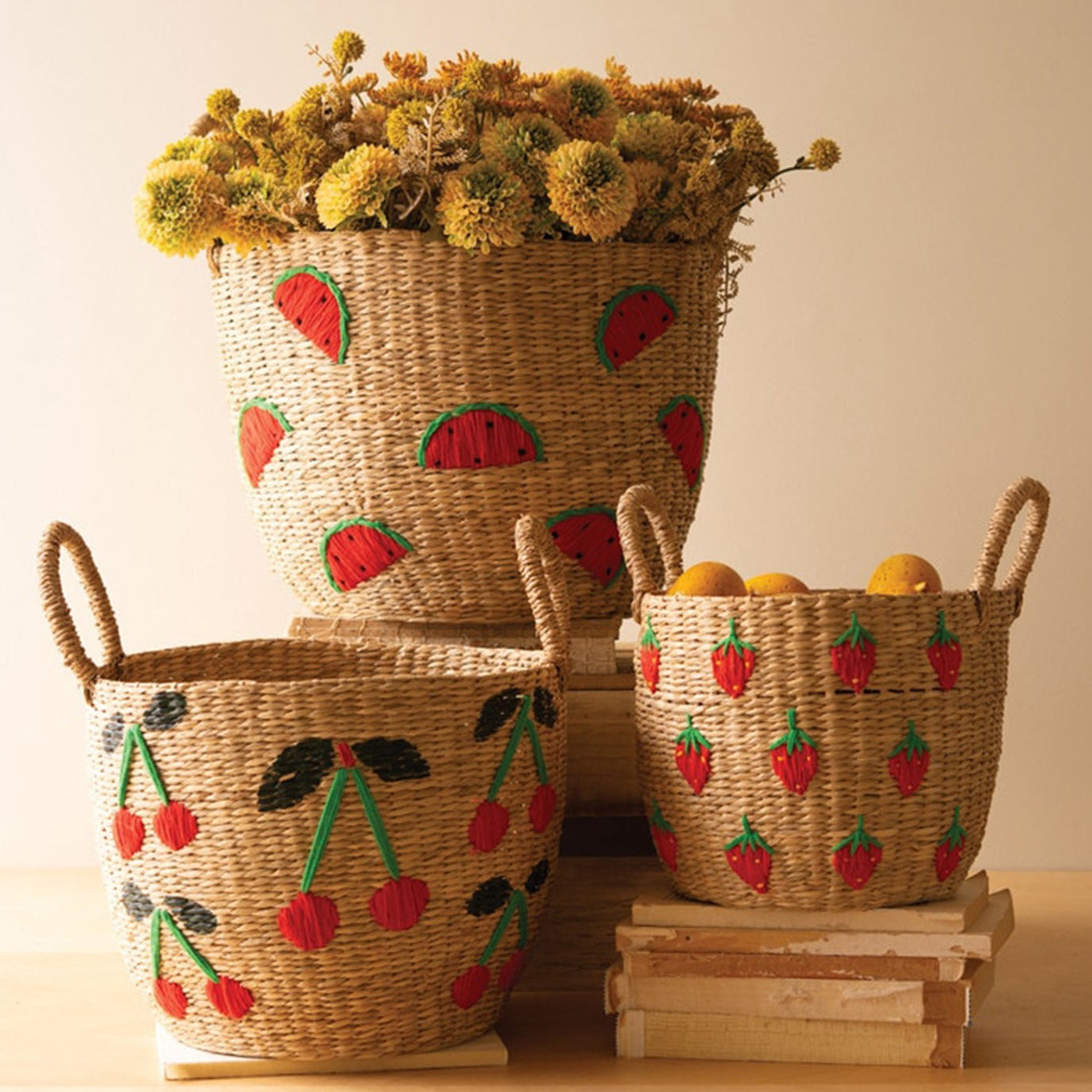 Fruit Seagrass Basket Set of 3