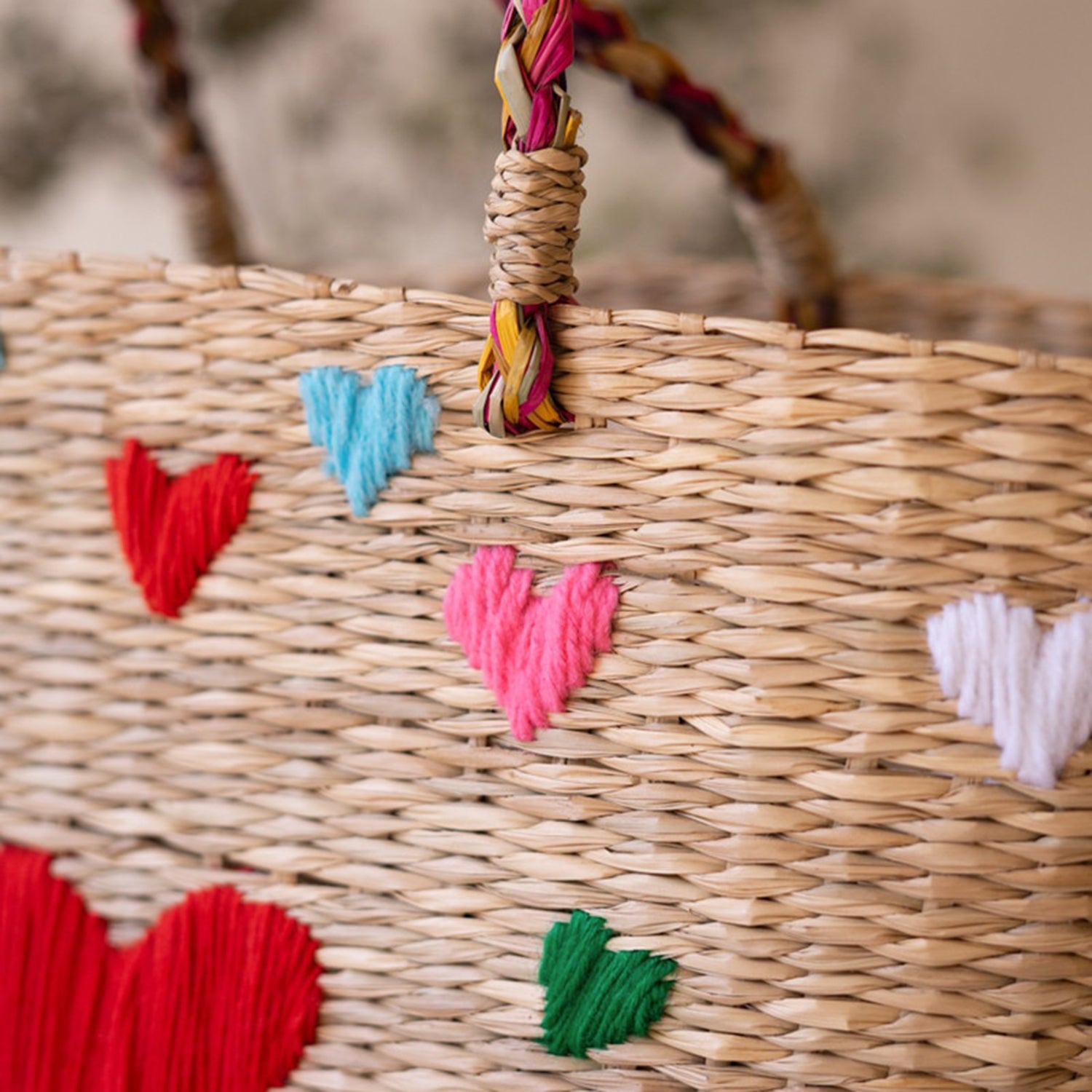 Seagrass Basket with Hearts