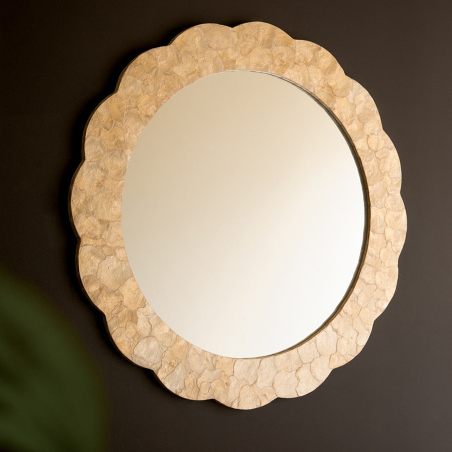 Round Framed Capiz Shell #1 Wall Mirror
