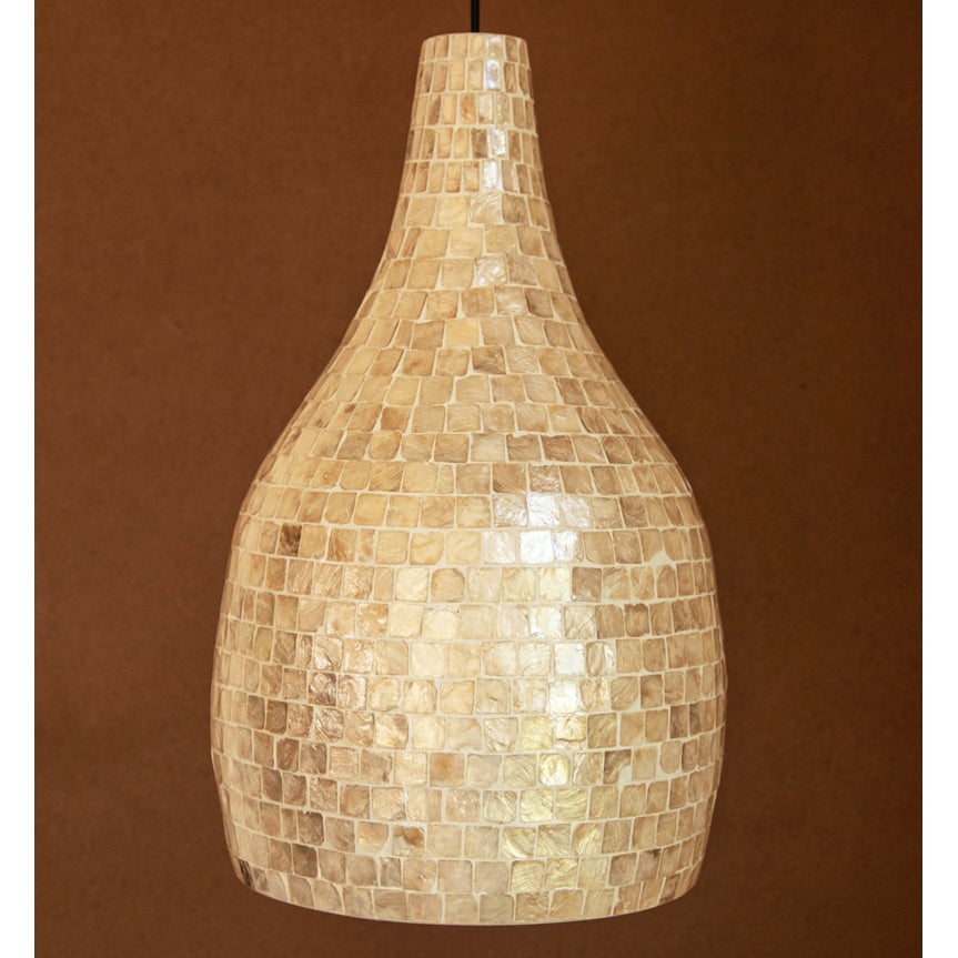 Spun Bamboo Pendant with Capiz Shell #1