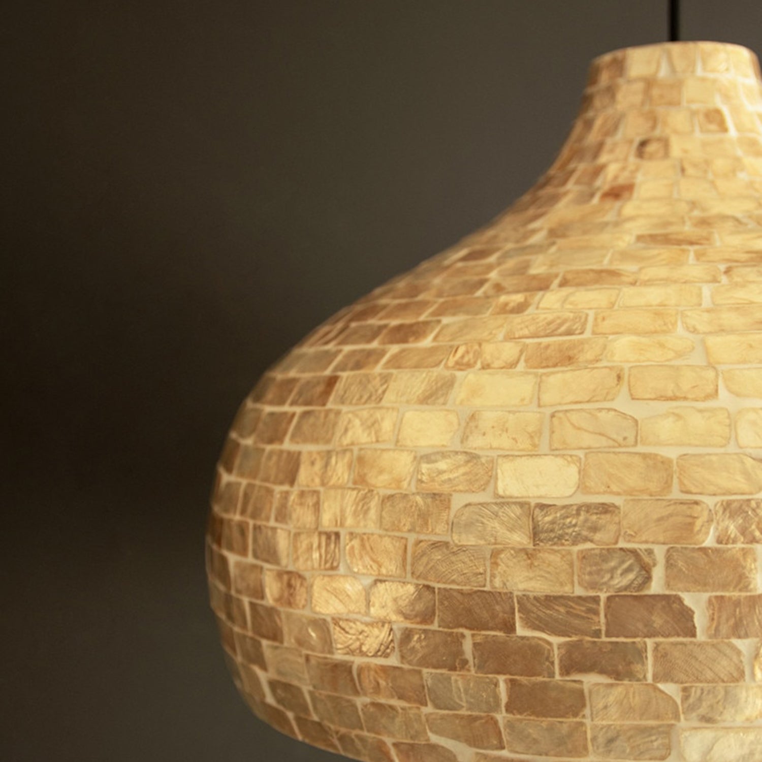 Spun Bamboo Pendant with Capiz Shell #2