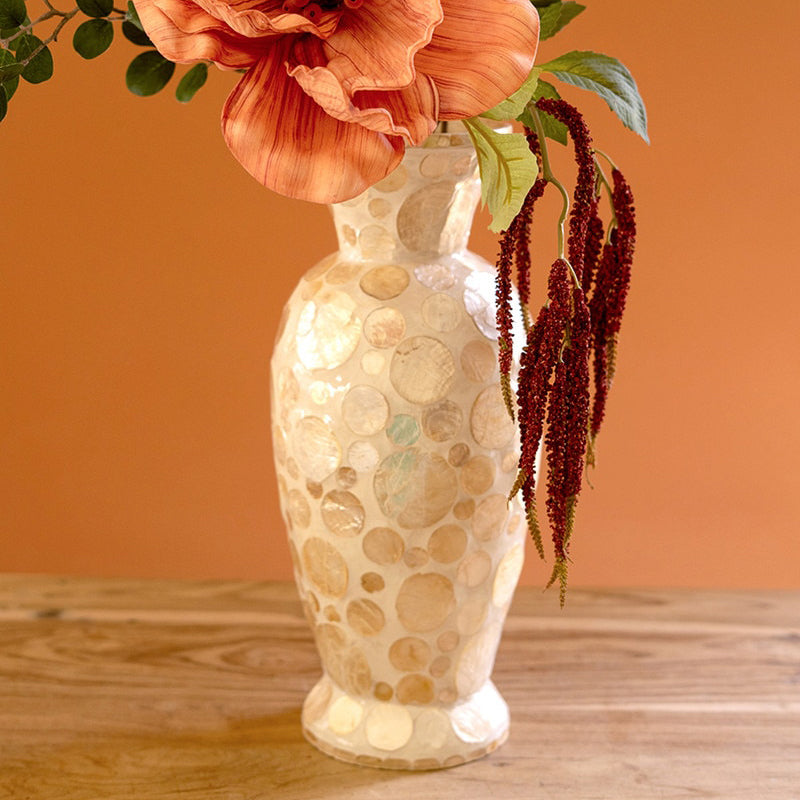 Spun Bamboo Vase with Capiz Shell #6