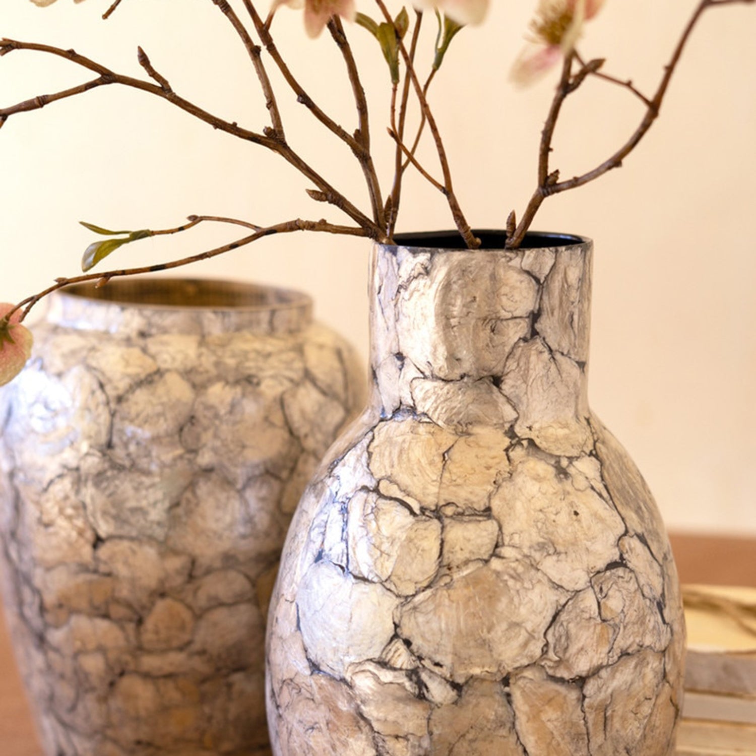 Spun Bamboo Vase with Capiz Shell #7