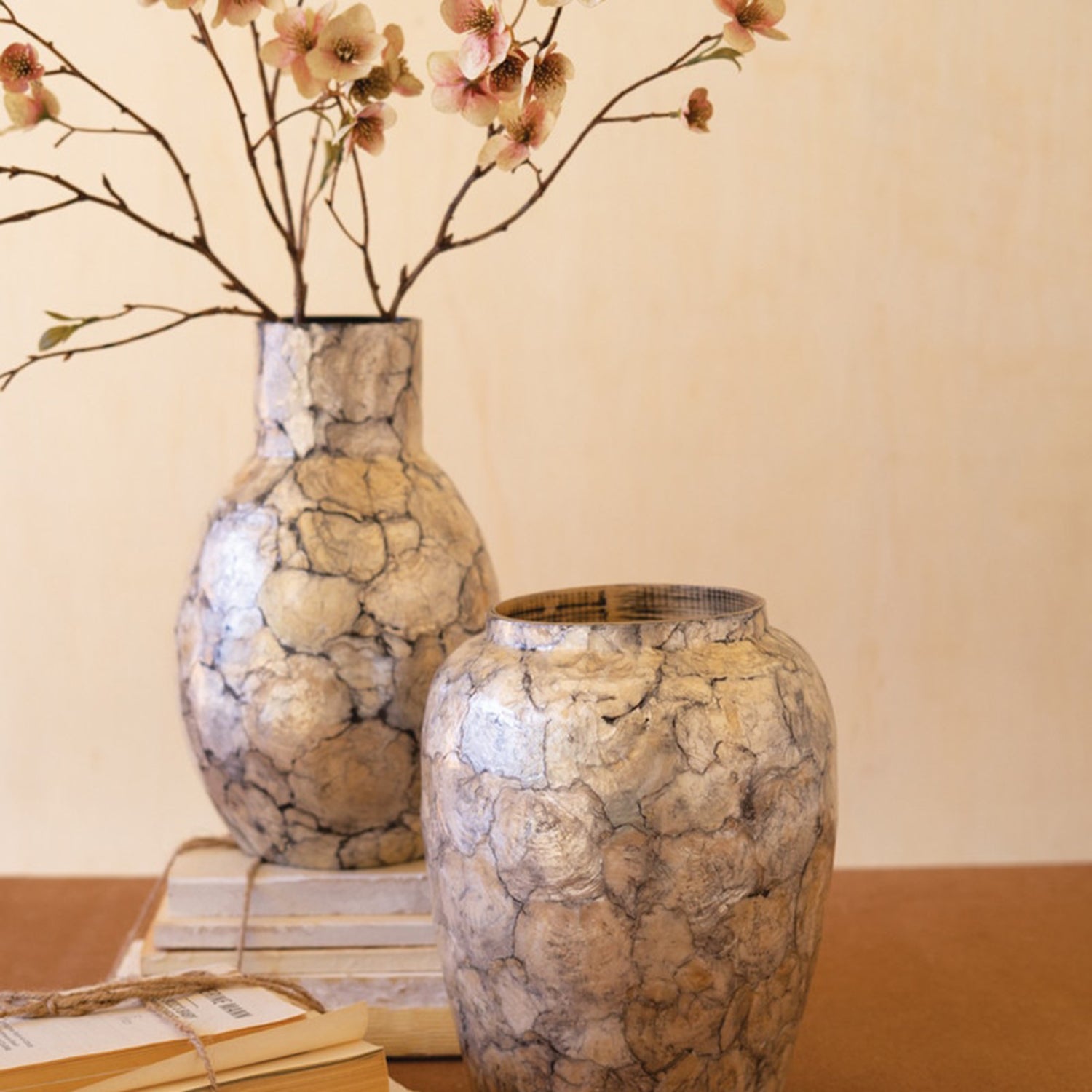 Spun Bamboo Vase with Capiz Shell #7