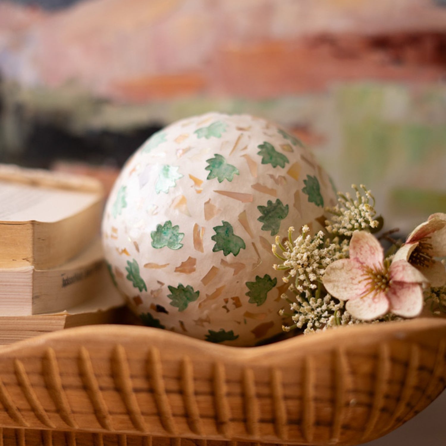 Spun Bamboo Ball with Capiz Shell