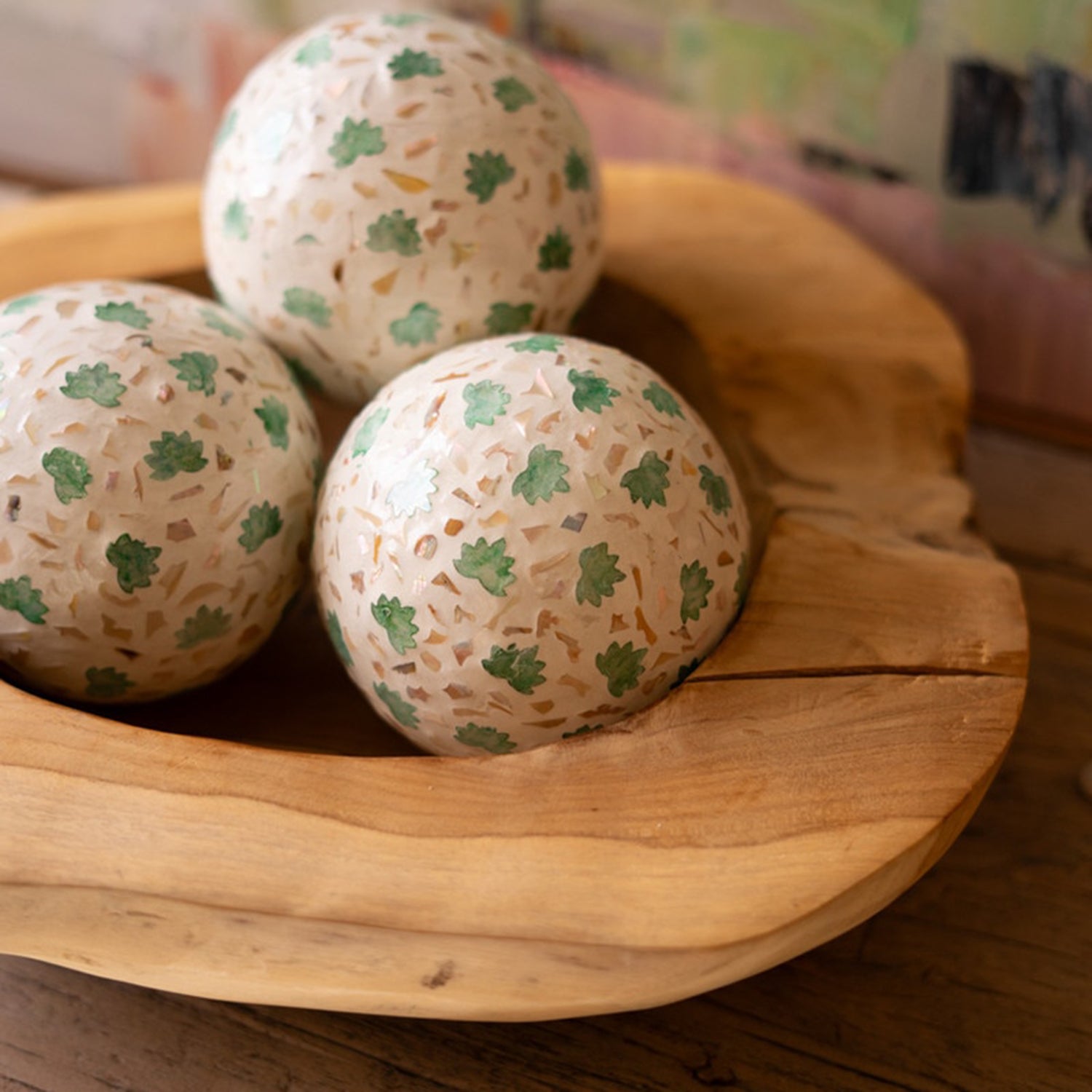 Spun Bamboo Ball with Capiz Shell