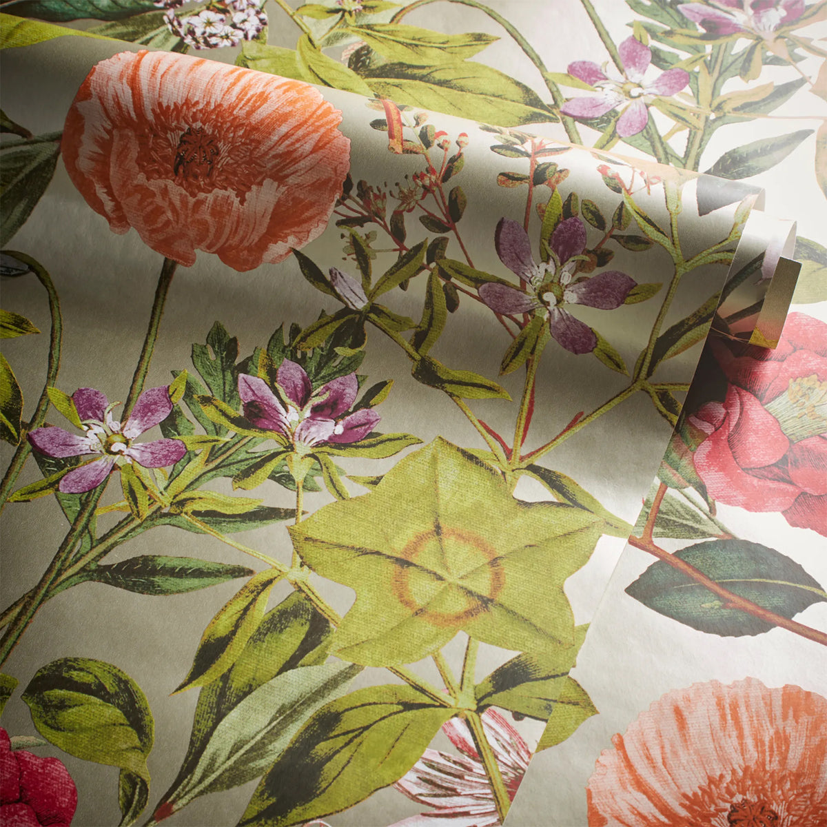 Clarke And Clarke Passiflora Mulberry/Gilver Wp Wallpaper