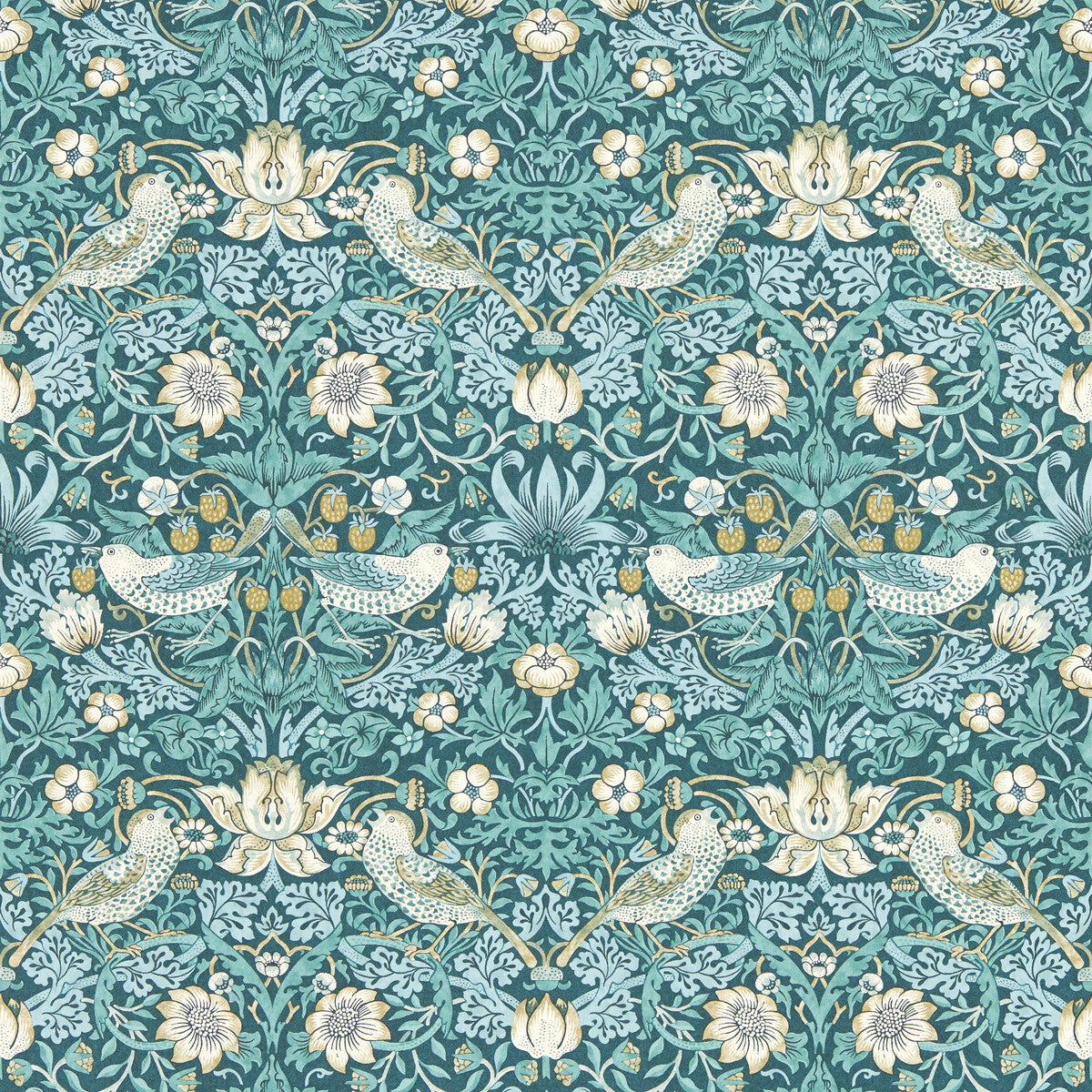 Clarke And Clarke Strawberry Thief Teal Wp Wallpaper