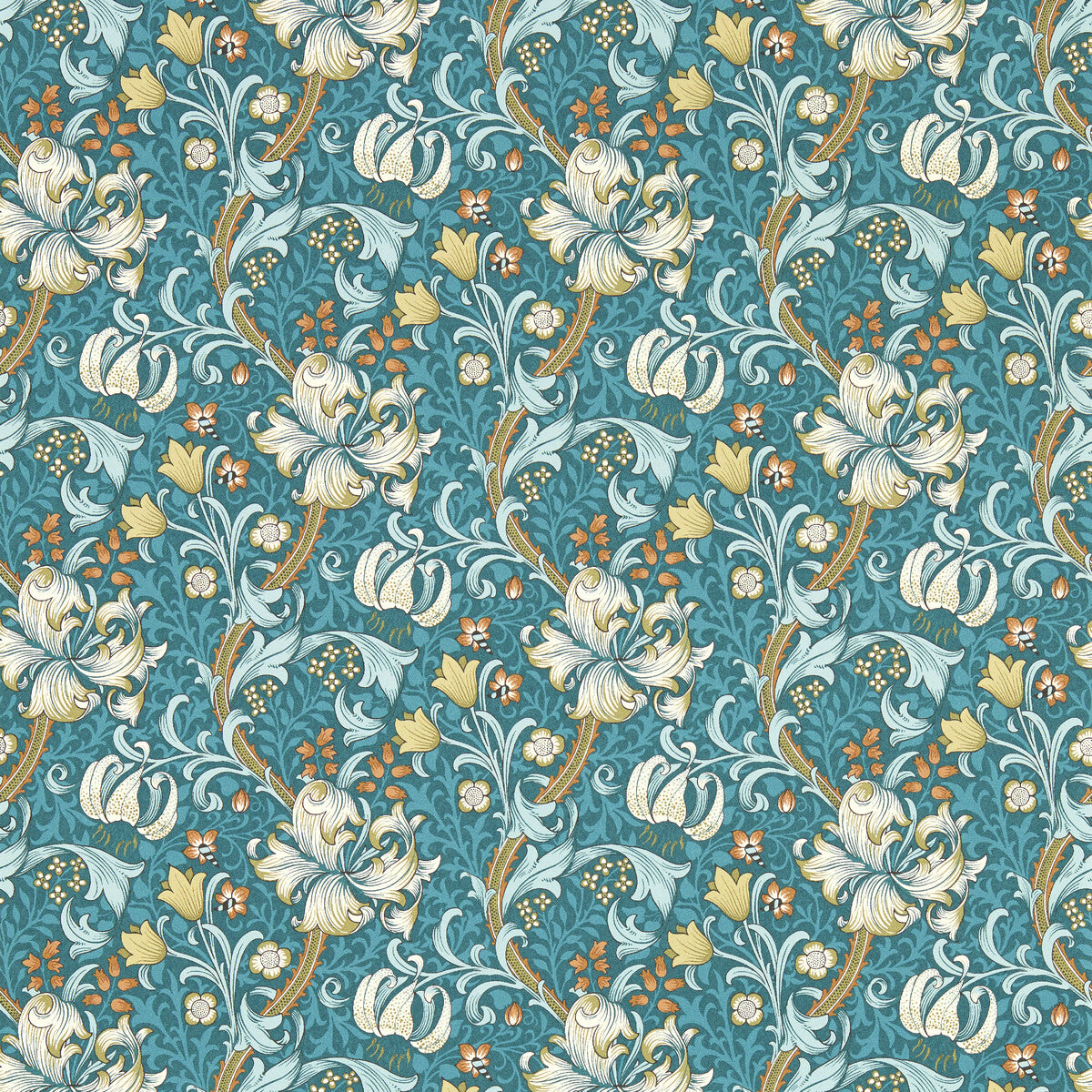 Clarke And Clarke Golden Lily Teal Wp Wallpaper