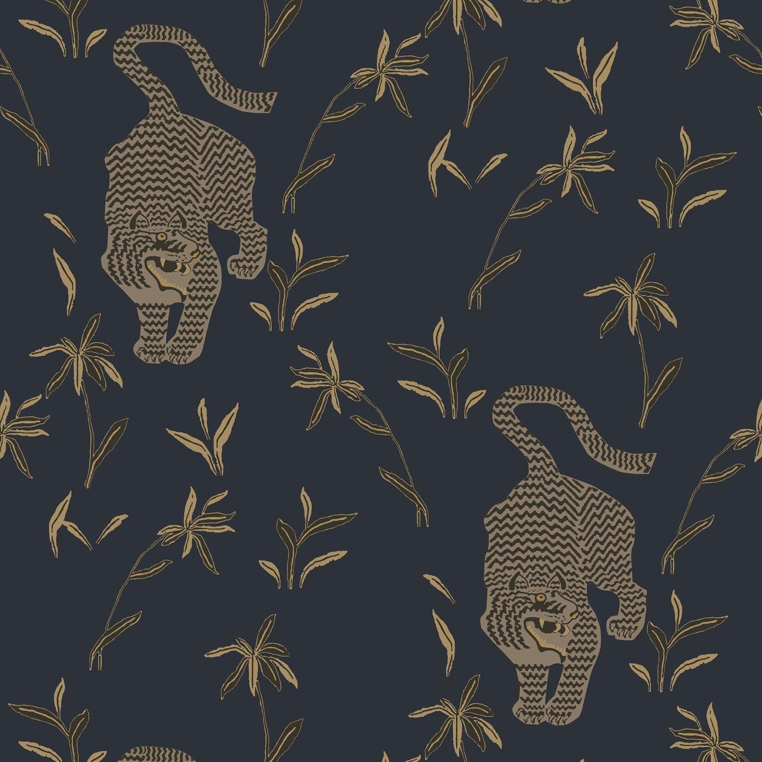 Mitchell Black Stalking Tiger Wallpaper