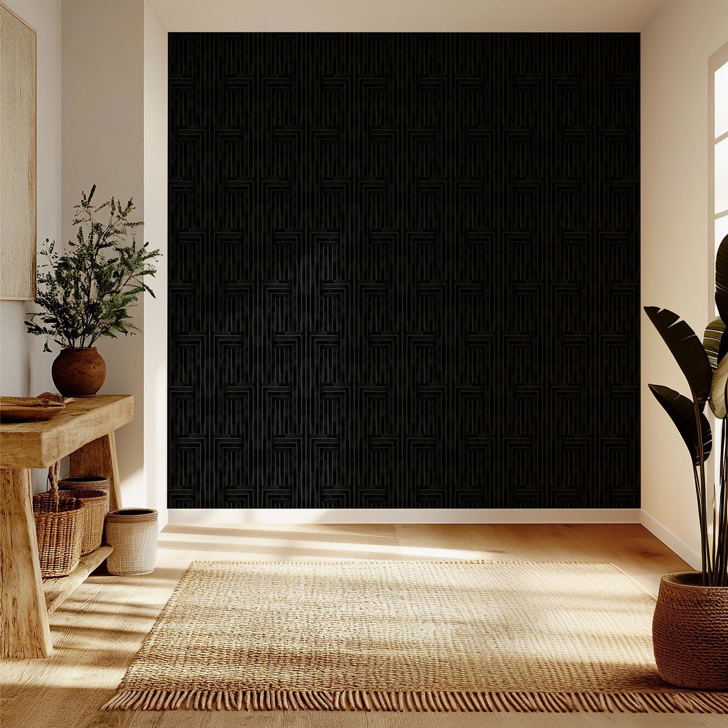 Mitchell Black Chiseled Wallpaper