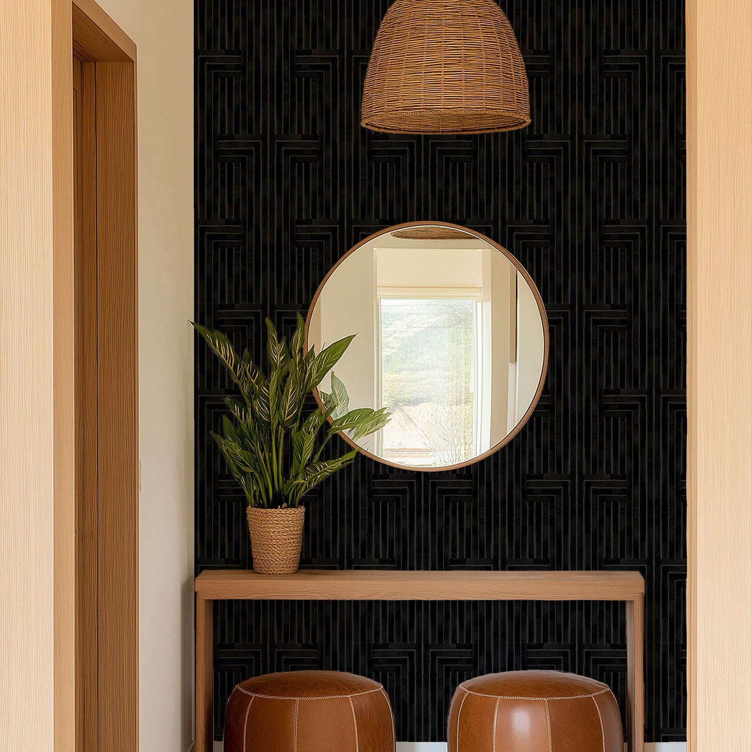 Mitchell Black Chiseled Wallpaper