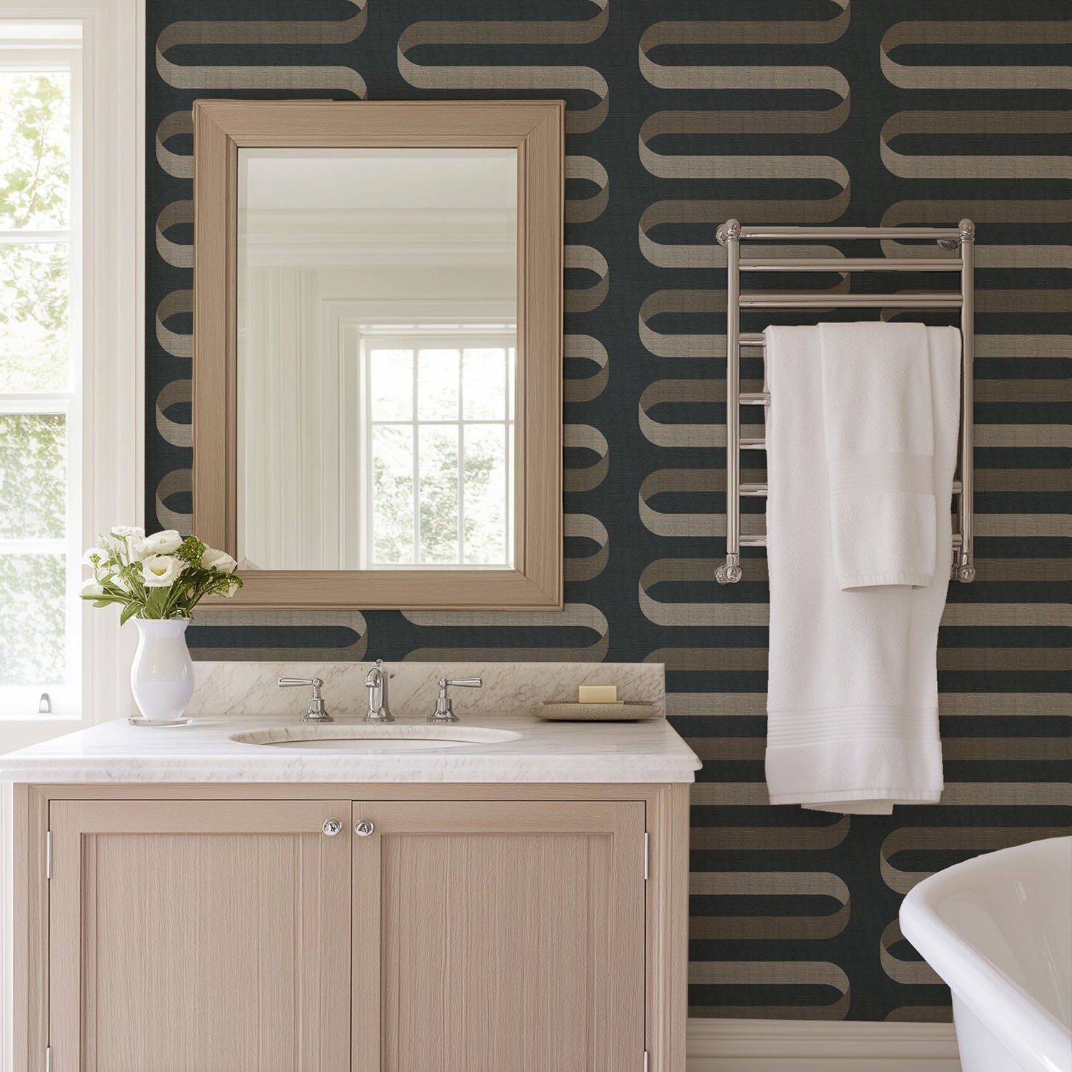 Mitchell Black Folding RIbbon Wallpaper