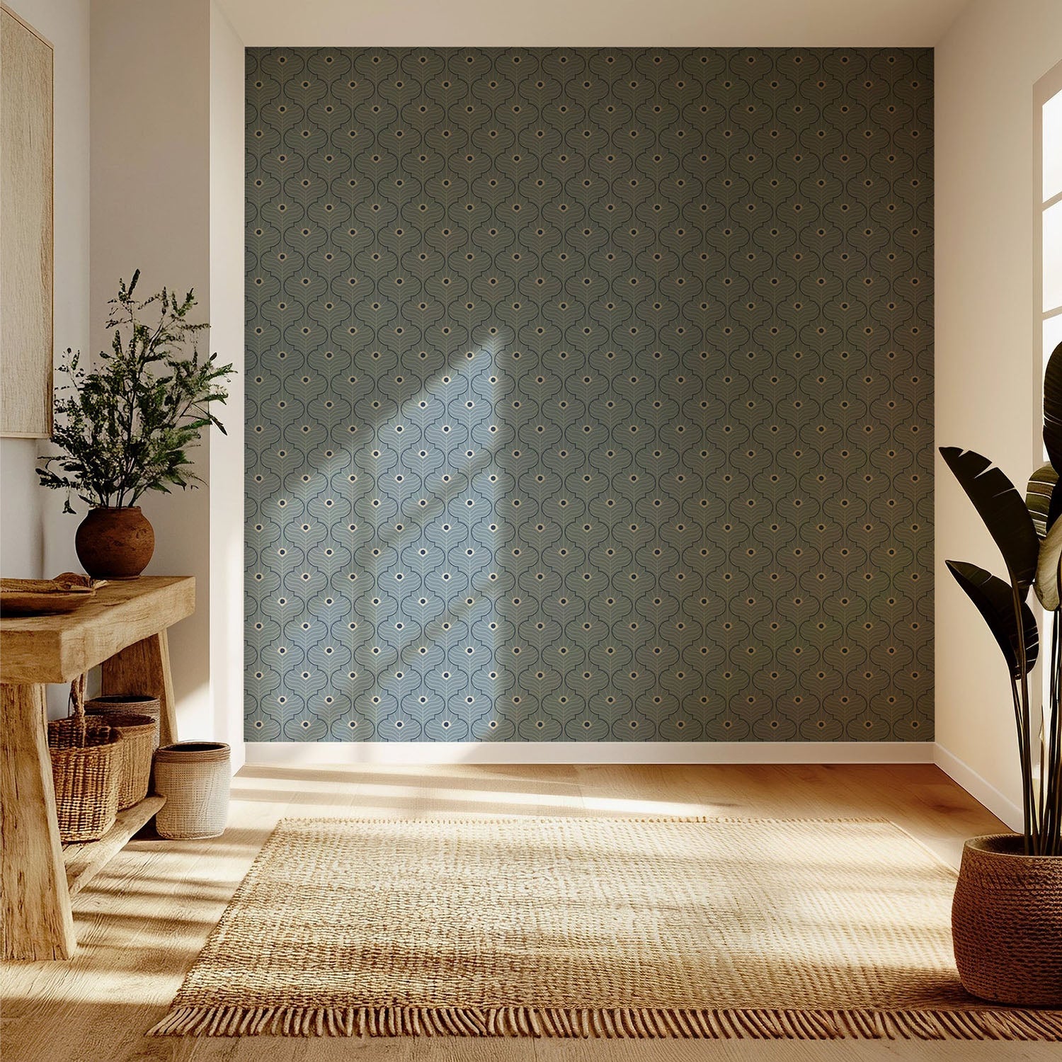 Mitchell Black Moroccan Peacock Wallpaper