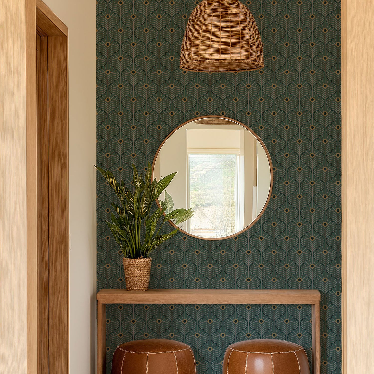 Mitchell Black Moroccan Peacock Wallpaper