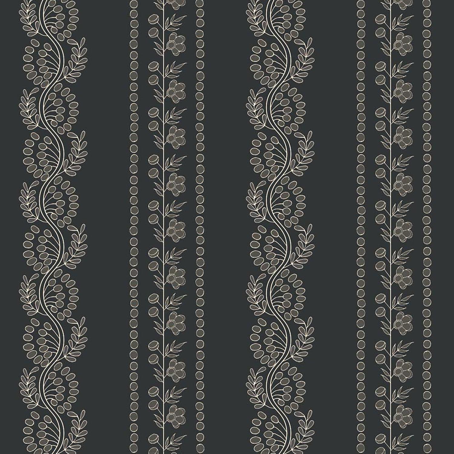 Mitchell Black Botanic Stripe Wallpaper