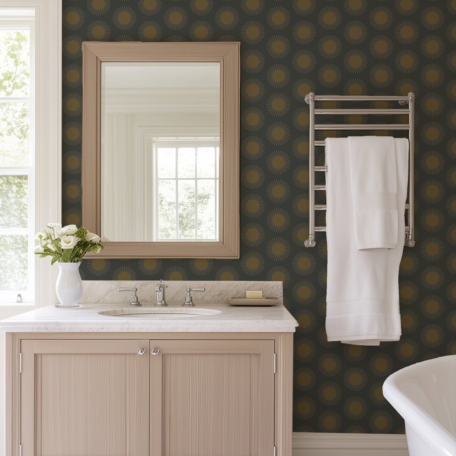 Mitchell Black Sunburst Wallpaper