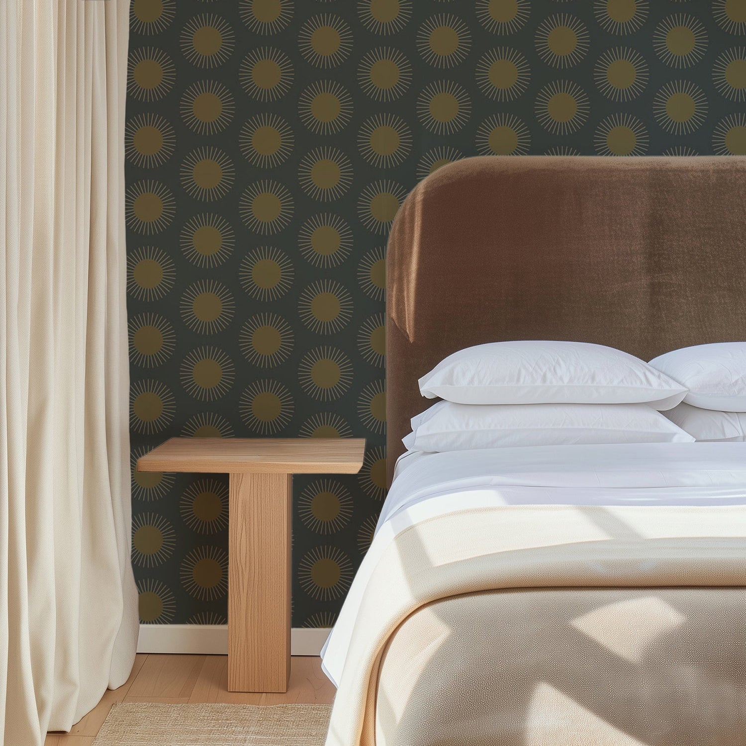 Mitchell Black Sunburst Wallpaper