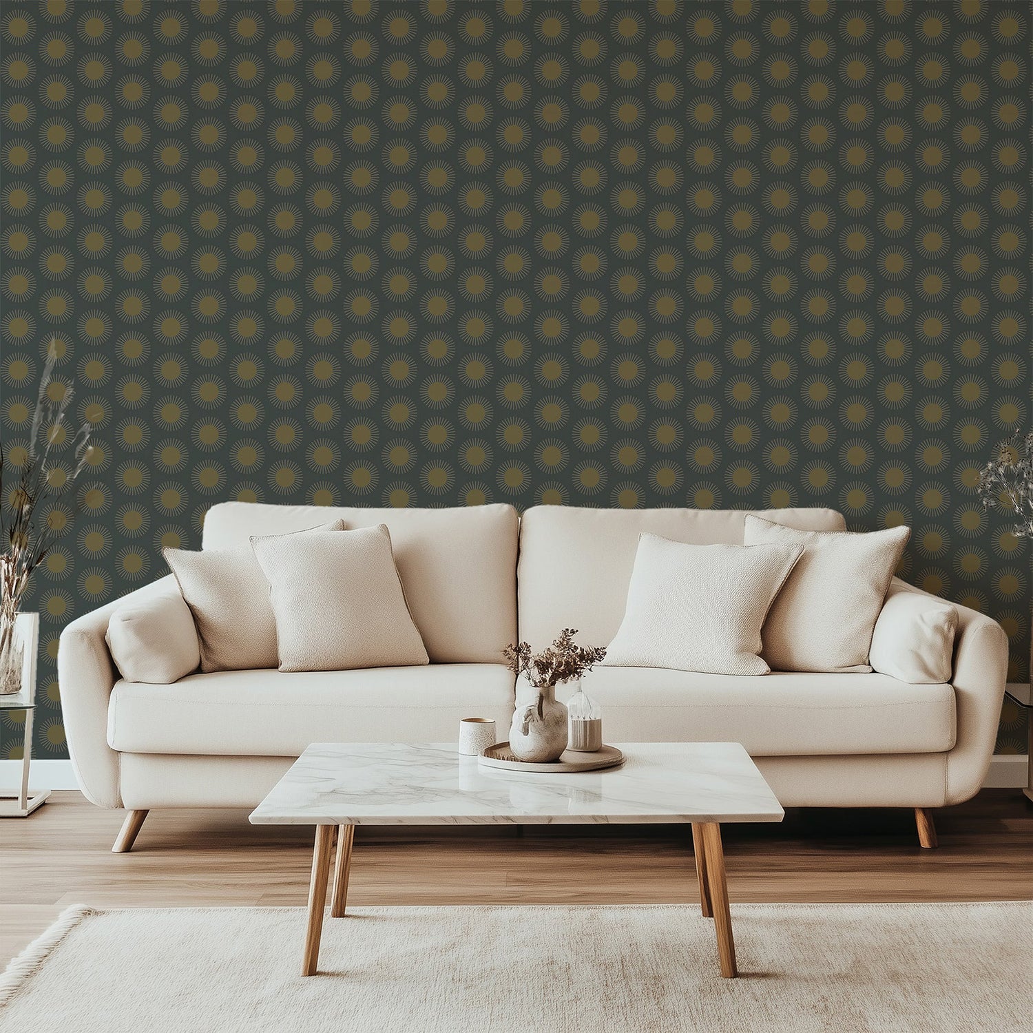 Mitchell Black Sunburst Wallpaper