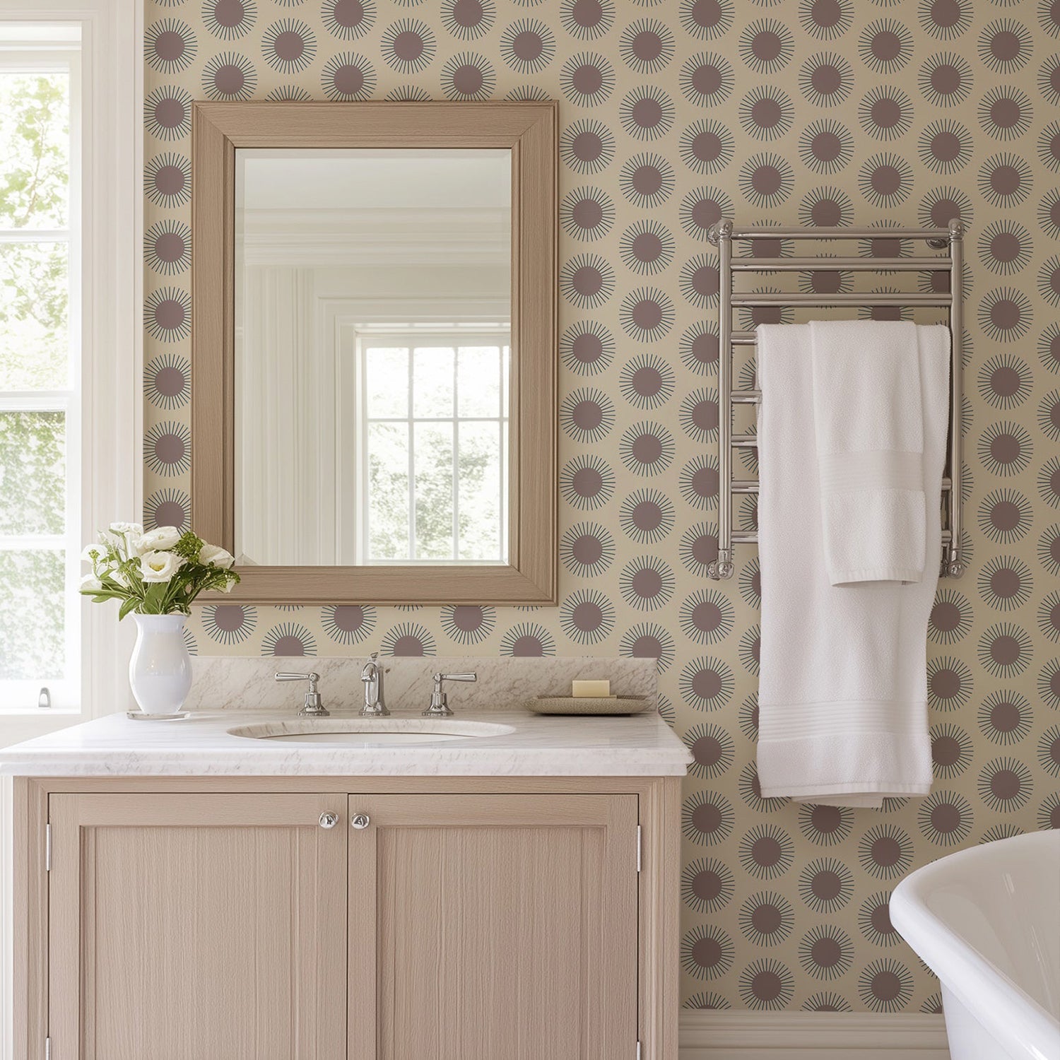 Mitchell Black Sunburst Wallpaper