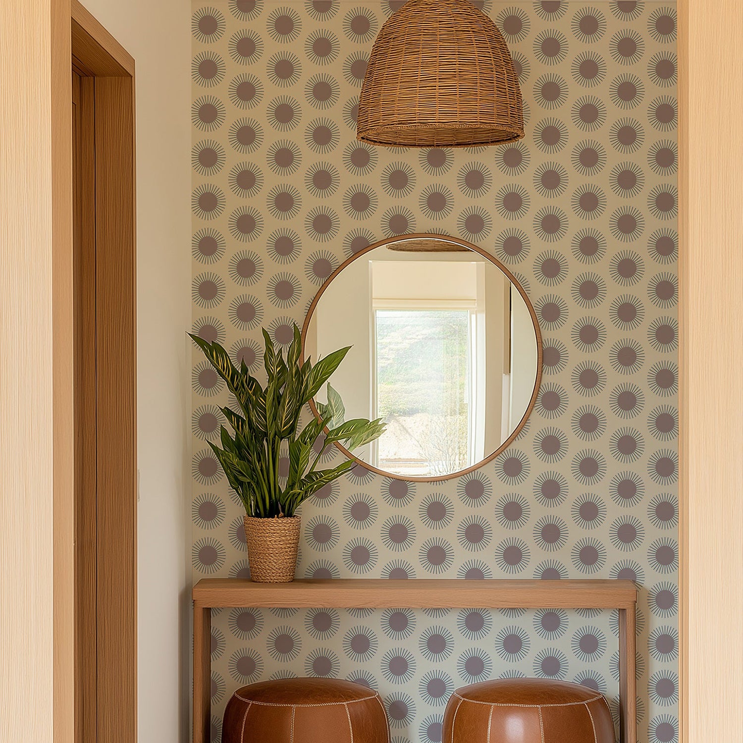 Mitchell Black Sunburst Wallpaper