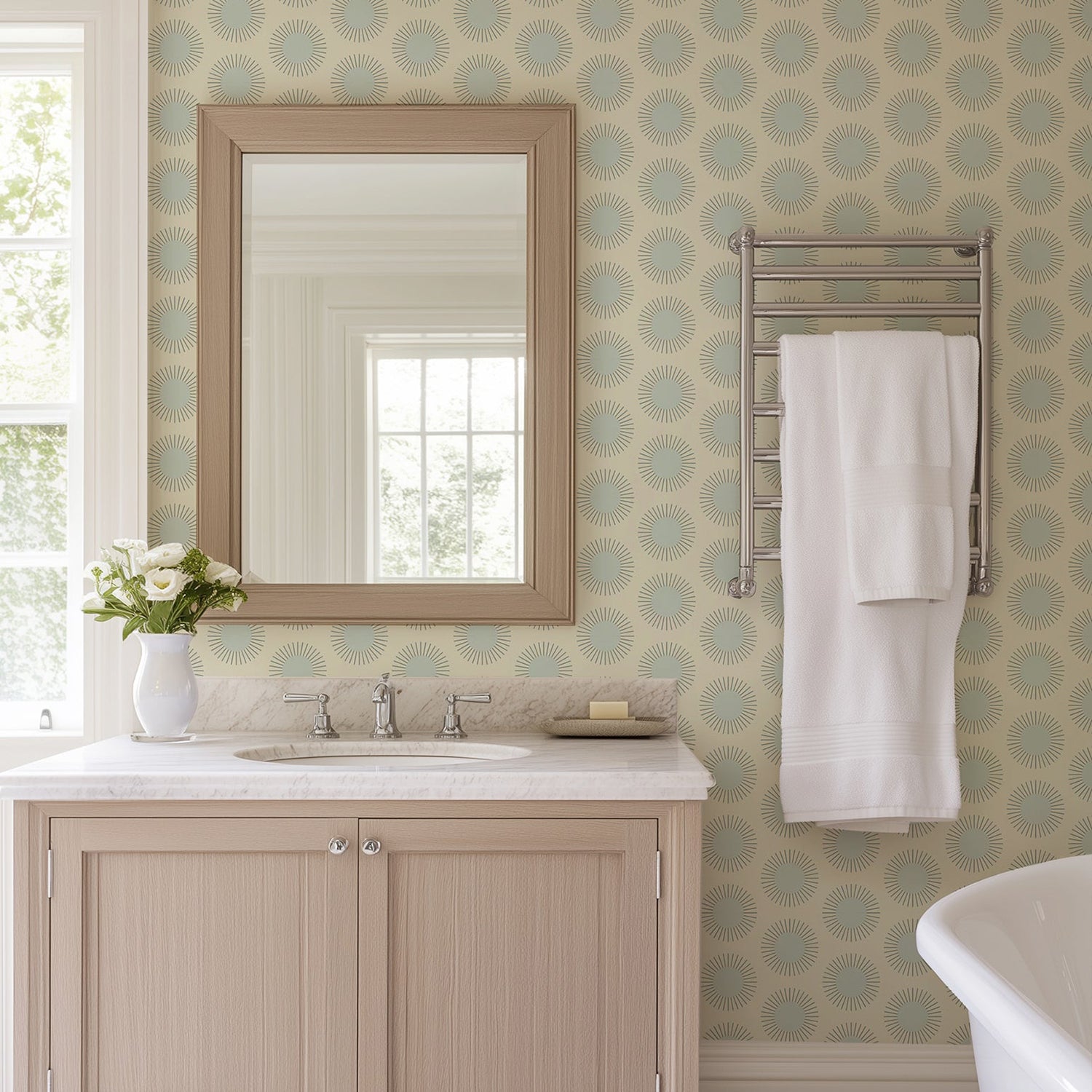 Mitchell Black Sunburst Wallpaper