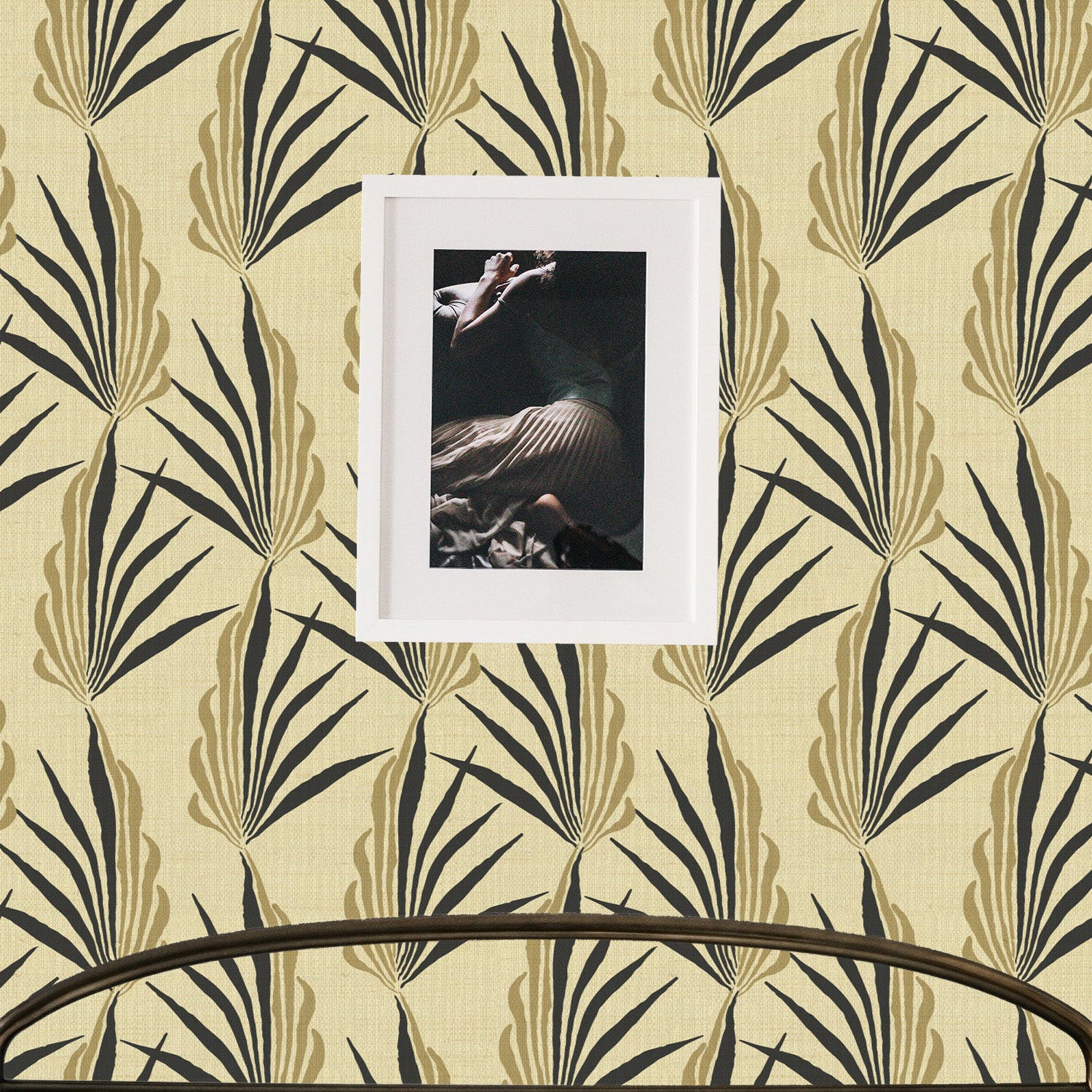 Mitchell Black Areca Palm Grasscloth Wallpaper
