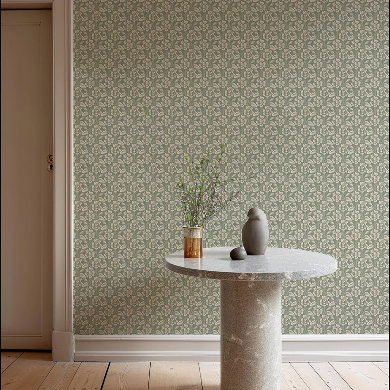 Mitchell Black Thorn & Blossom Wallpaper