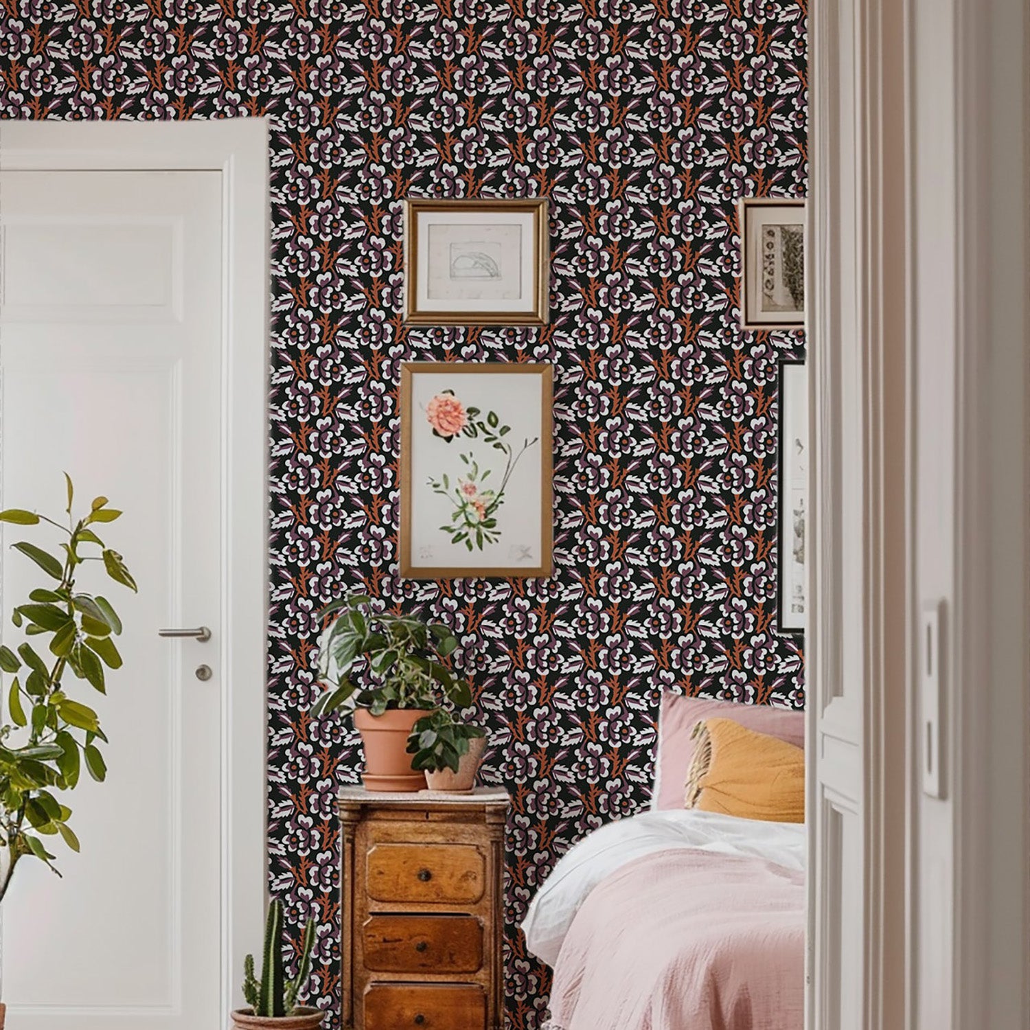 Mitchell Black Thorn & Blossom Wallpaper