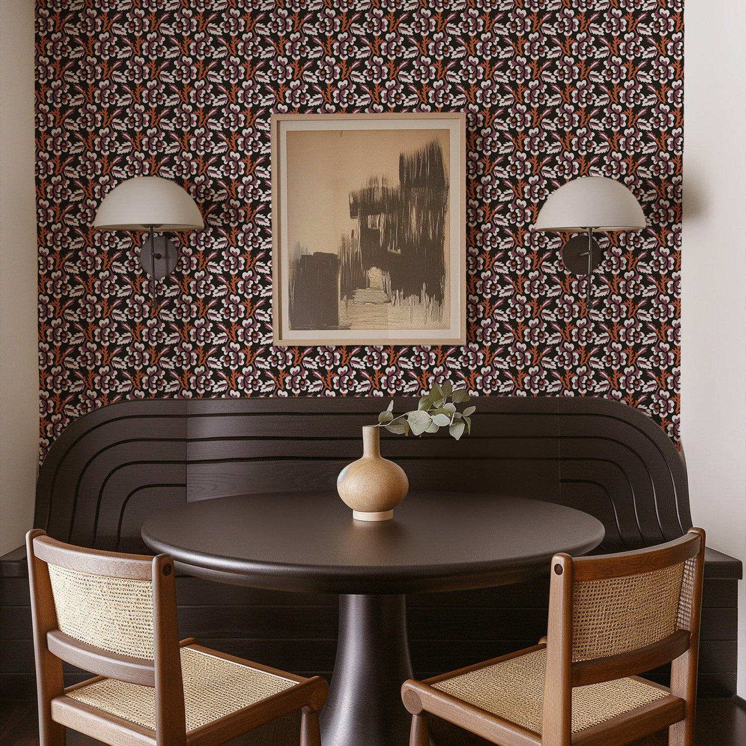 Mitchell Black Thorn & Blossom Wallpaper