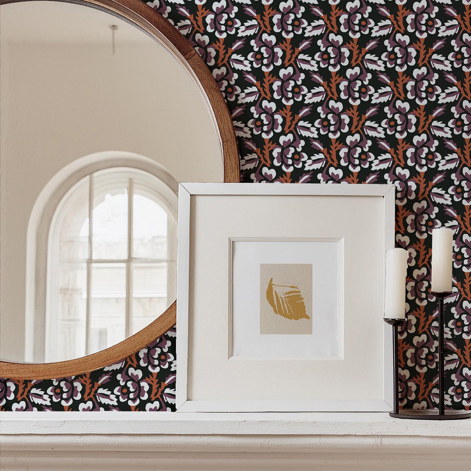 Mitchell Black Thorn & Blossom Wallpaper