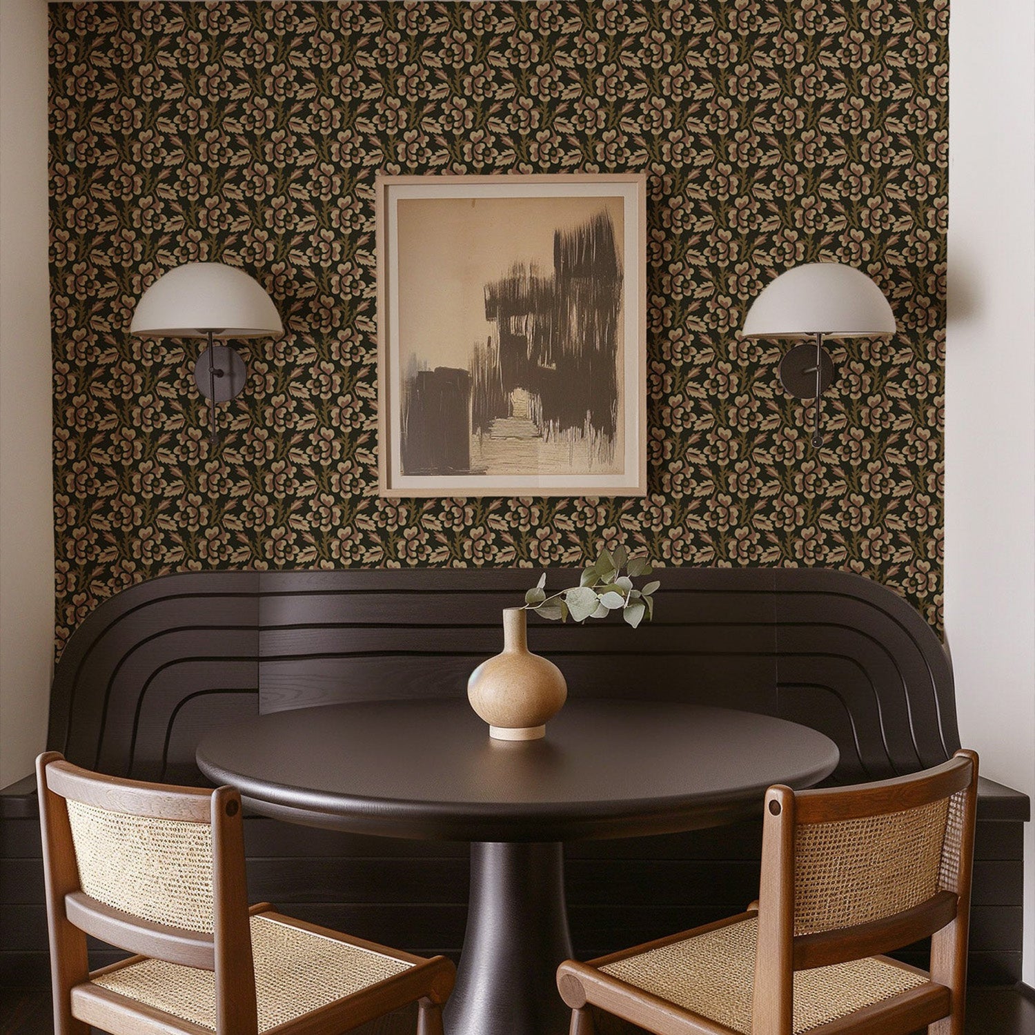 Mitchell Black Thorn & Blossom Wallpaper