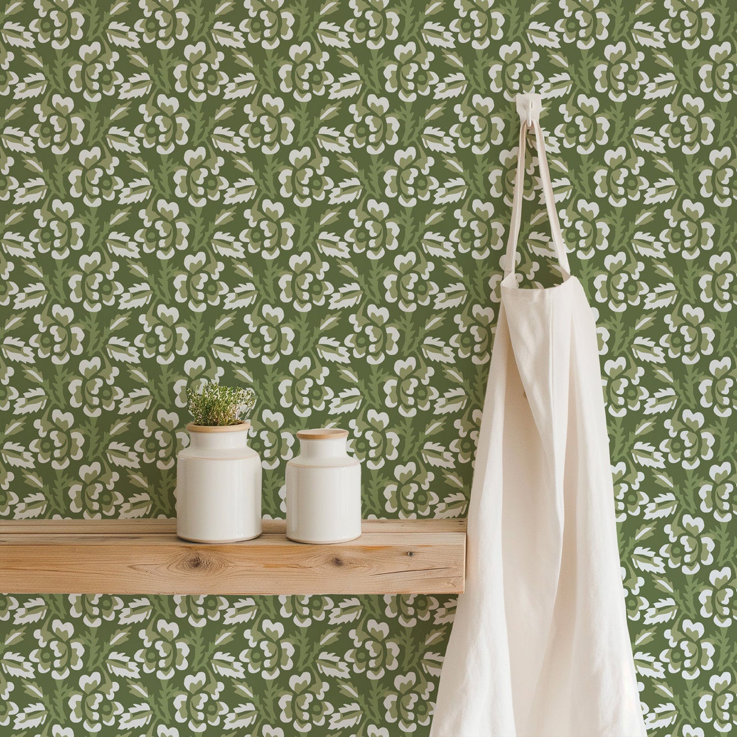 Mitchell Black Thorn & Blossom Wallpaper