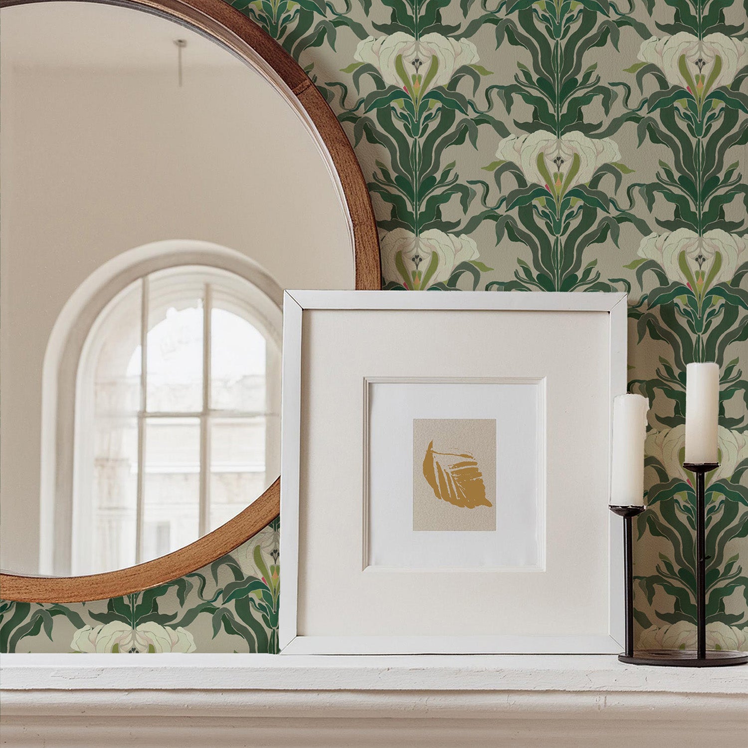 Mitchell Black Mirrored Flower Wallpaper