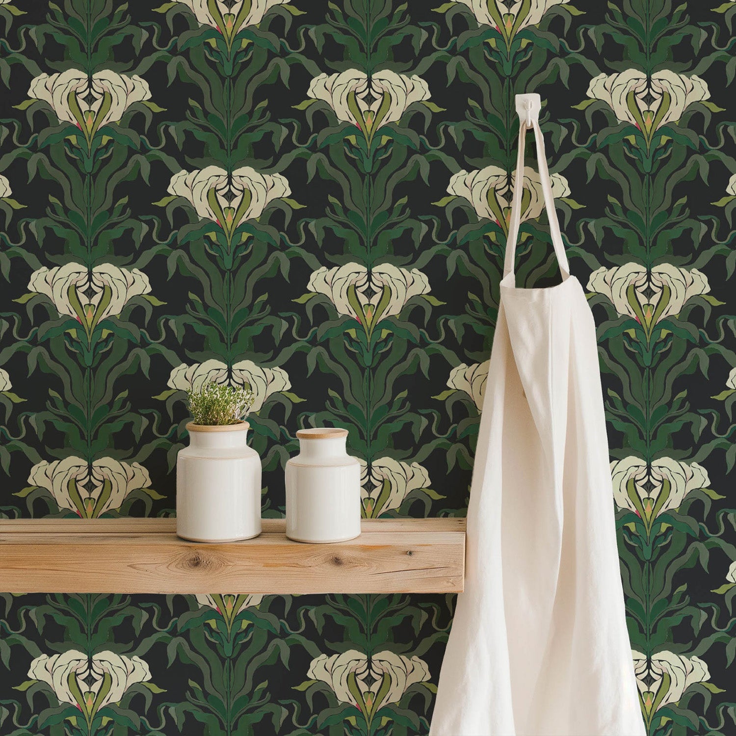 Mitchell Black Mirrored Flower Wallpaper