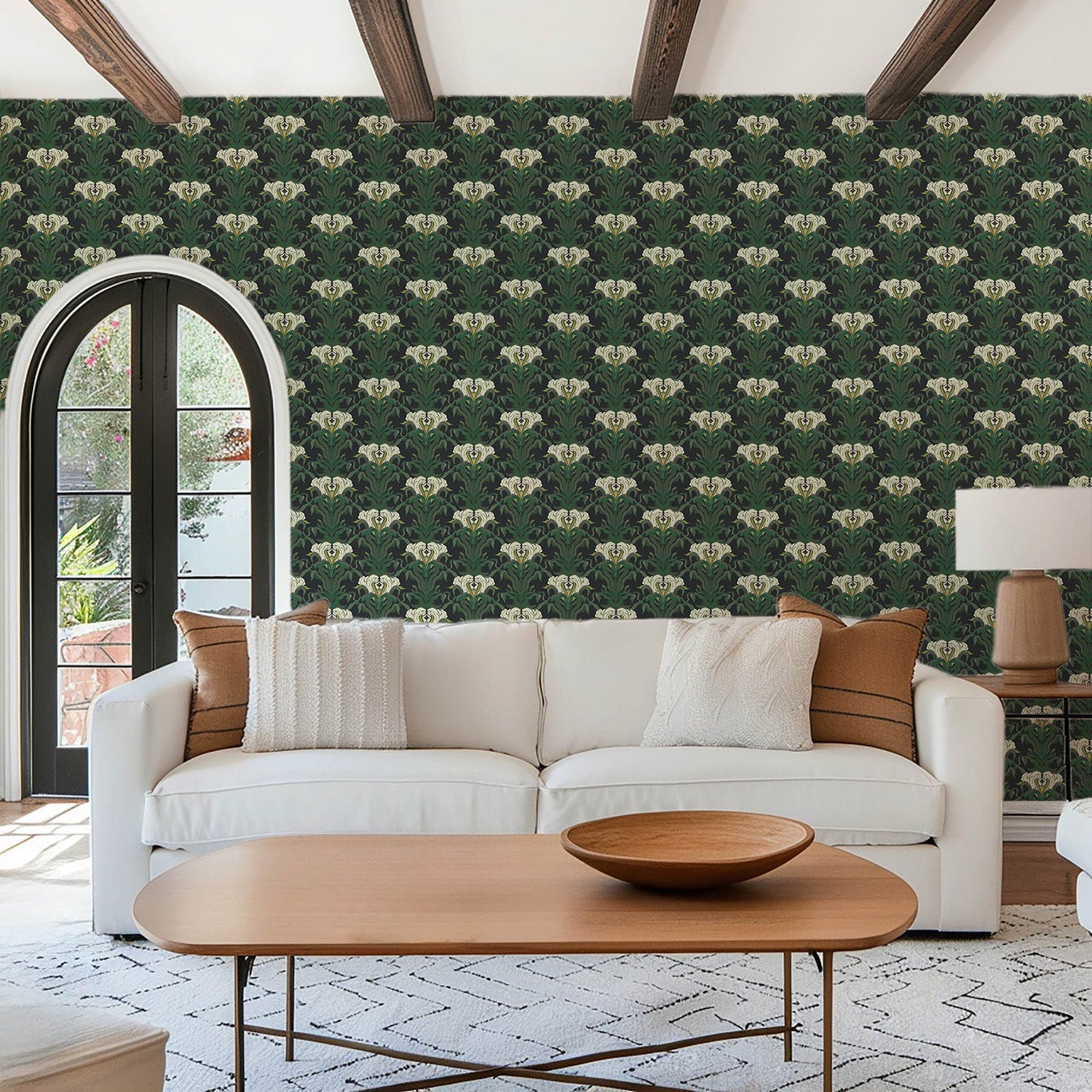 Mitchell Black Mirrored Flower Wallpaper