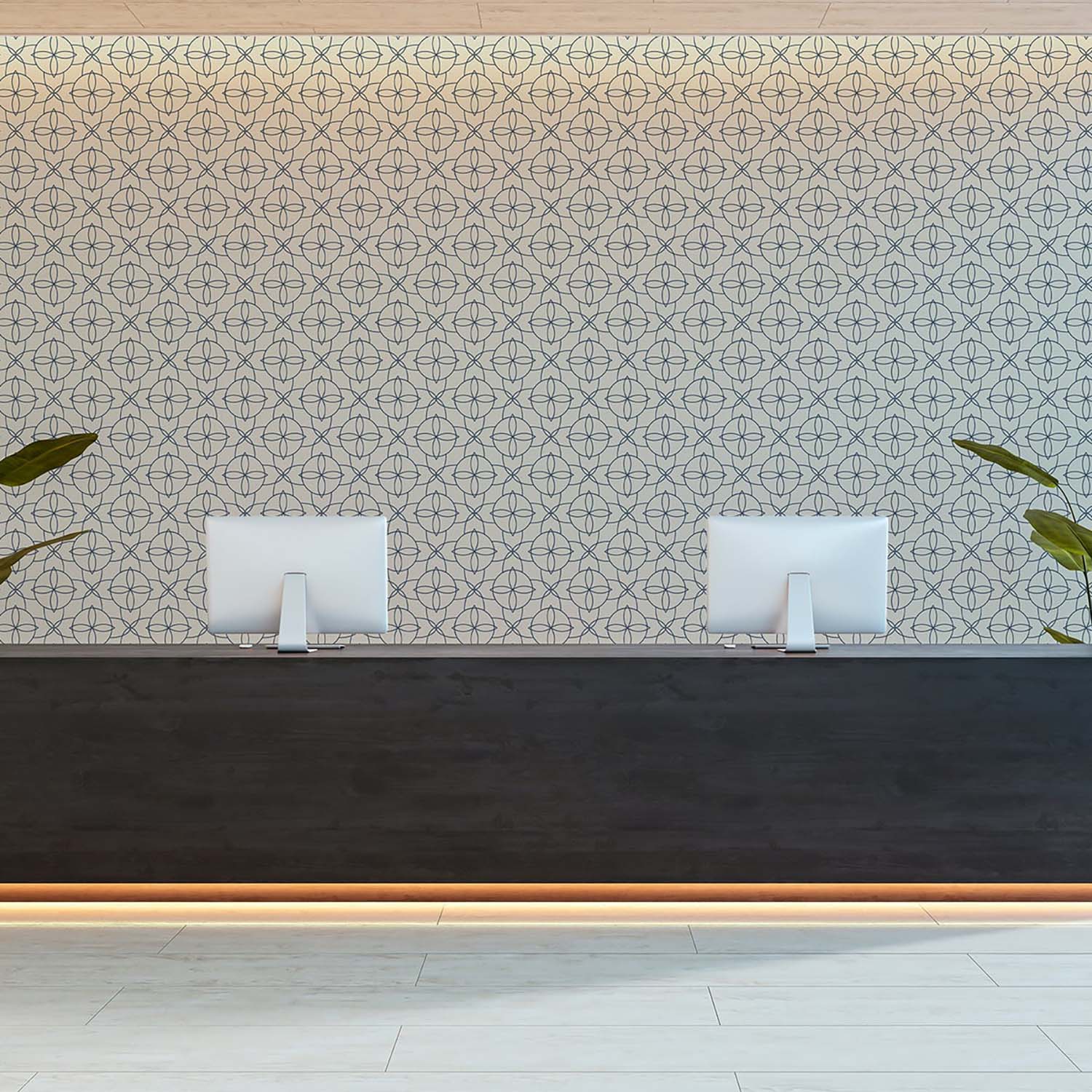 Mitchell Black Court Rosette Wallpaper