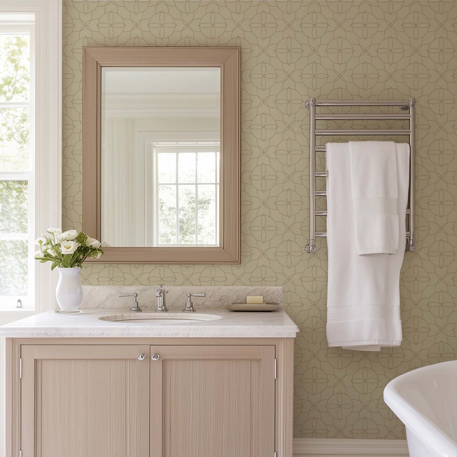 Mitchell Black Court Rosette Wallpaper