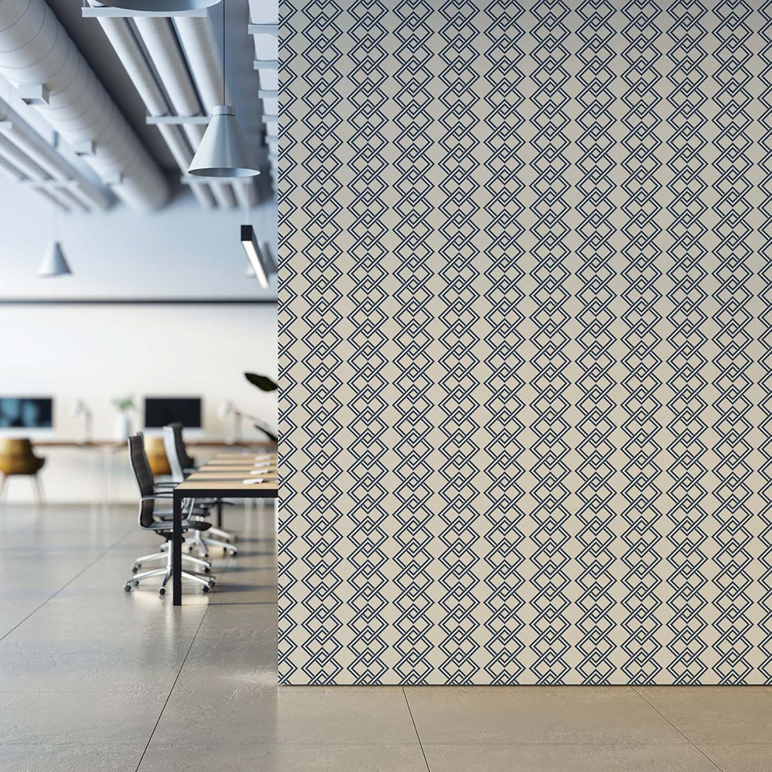 Mod Block geometric wallpaper in Walnut, pattern repeat