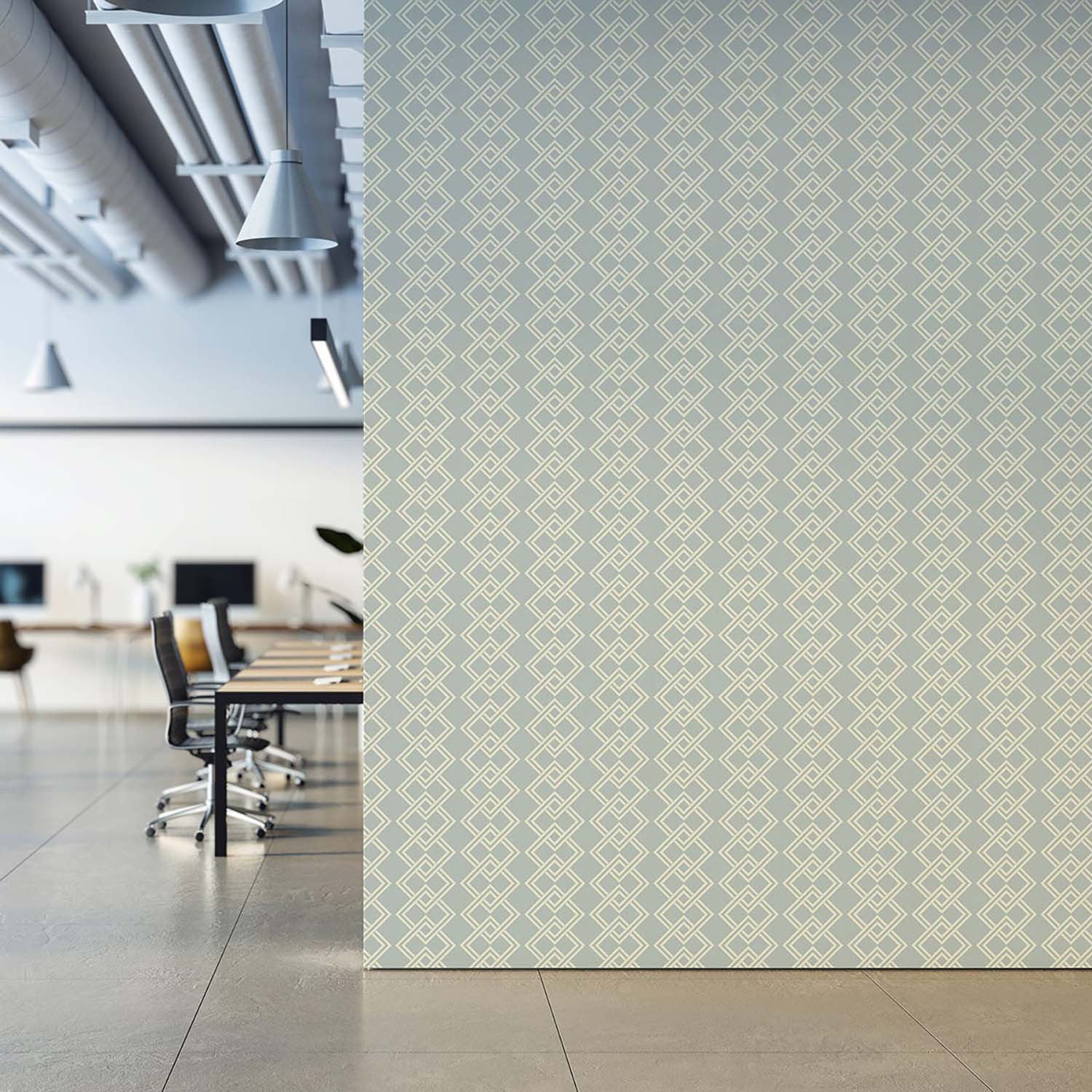 Mod Block geometric wallpaper in Parchment Sage, swatch detail