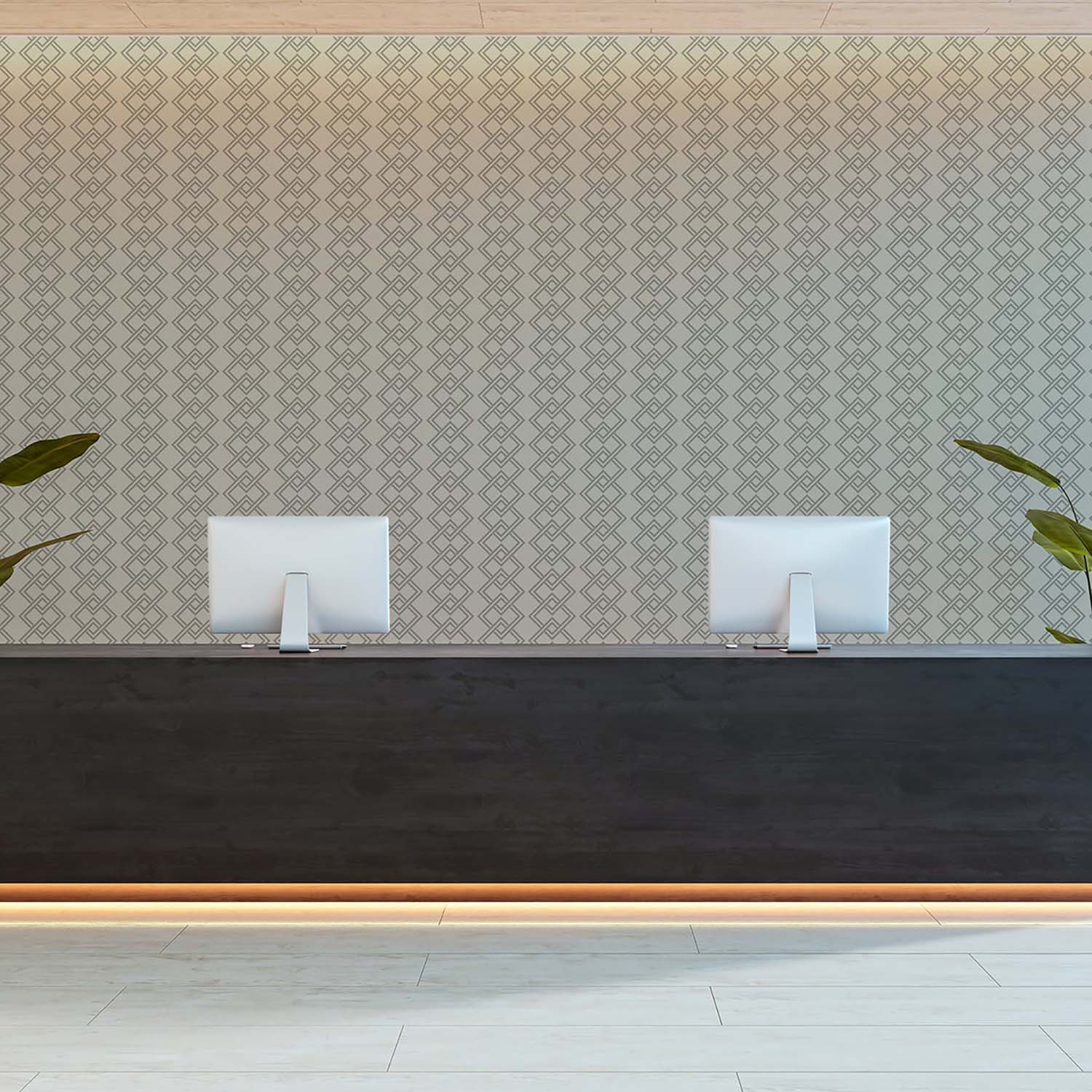 Mod Block geometric wallpaper in Pale Mineral Blue, design detail