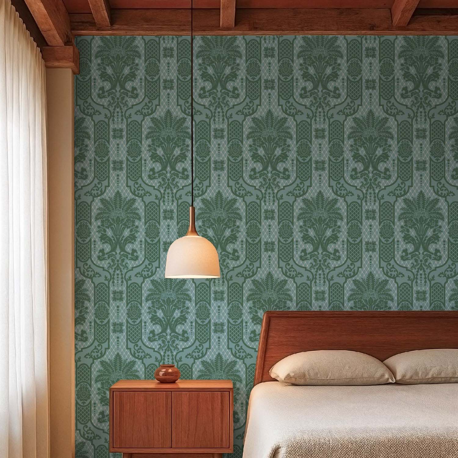 Mitchell Black Columnar Bloom Wallpaper