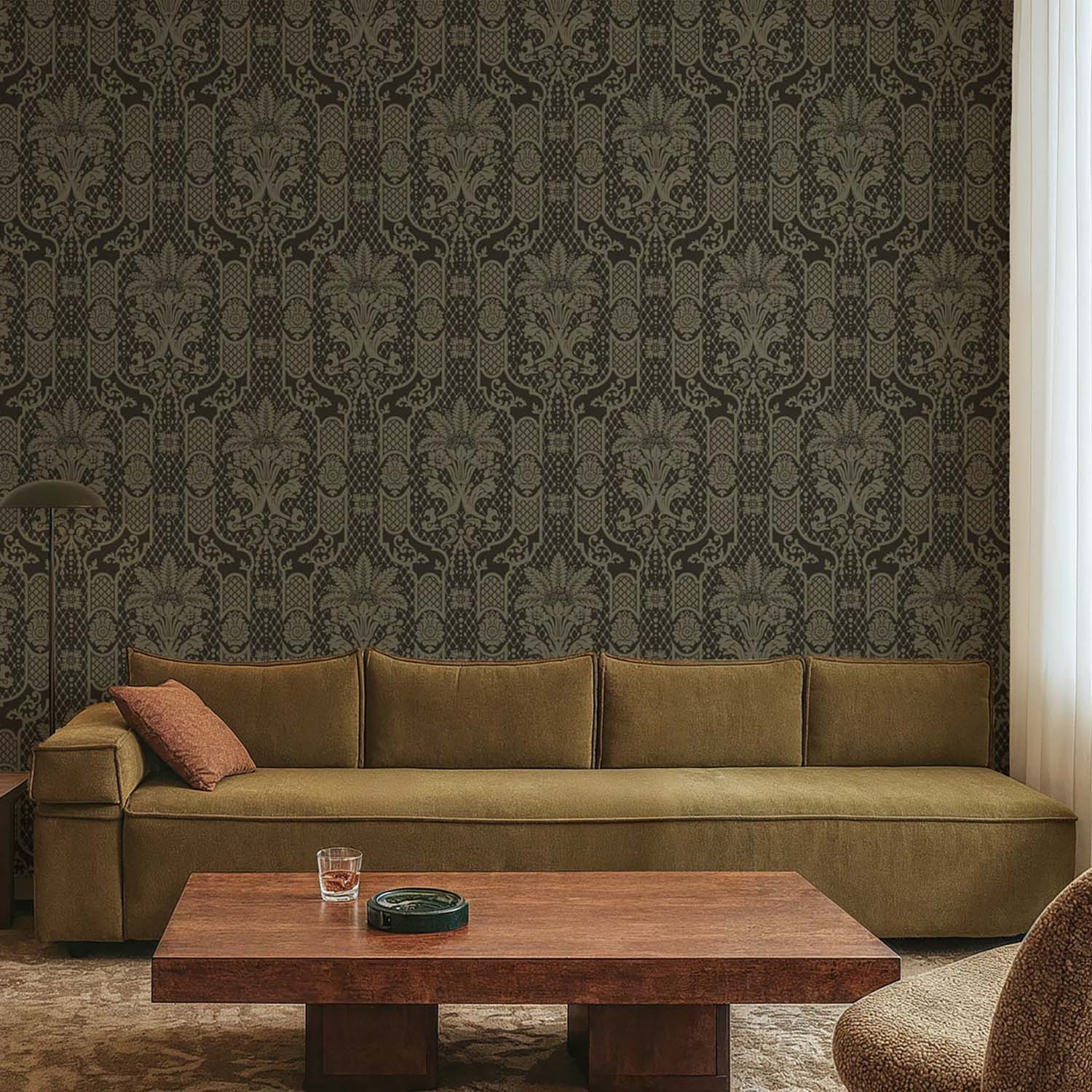 Mitchell Black Columnar Bloom Wallpaper