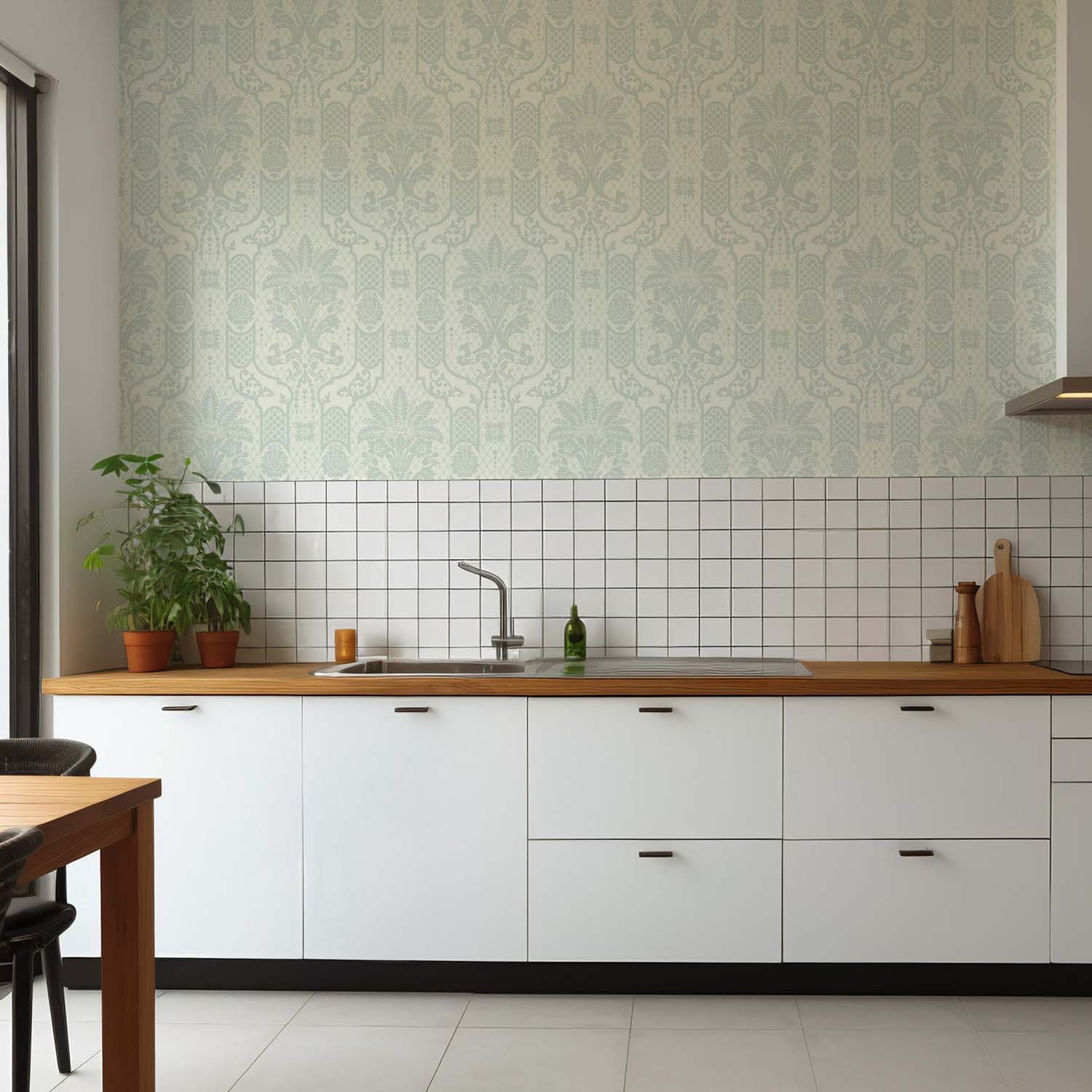 Mitchell Black Columnar Bloom Wallpaper