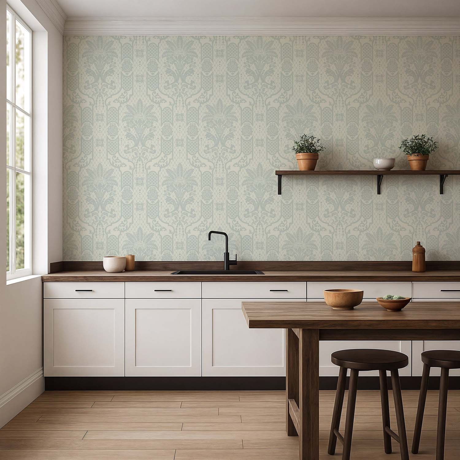 Mitchell Black Columnar Bloom Wallpaper