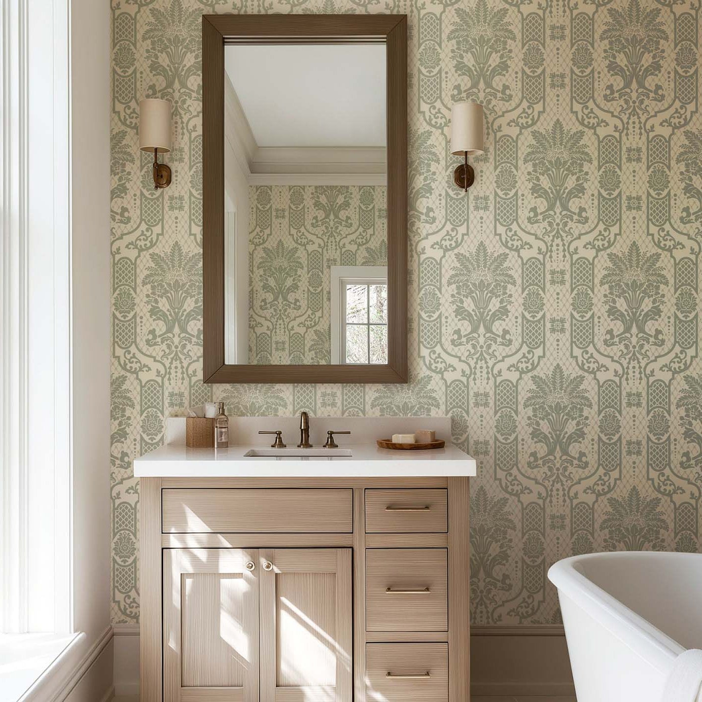 Mitchell Black Columnar Bloom Wallpaper