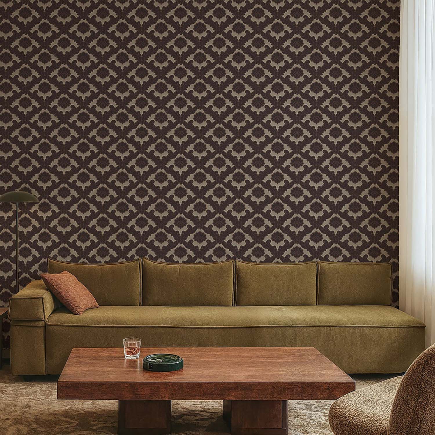 Mitchell Black Drawing Room Leaf Wallpaper